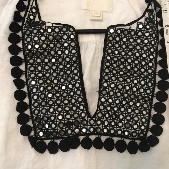 J.Crew top size 4 white linen with beautiful black stitch detail - Picture 5 of 7